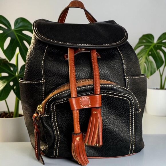 Dooney & Bourke Handbags - Dooney & Bourke Black Pebble Grain Leather Murphy Backpack Tassel EUC